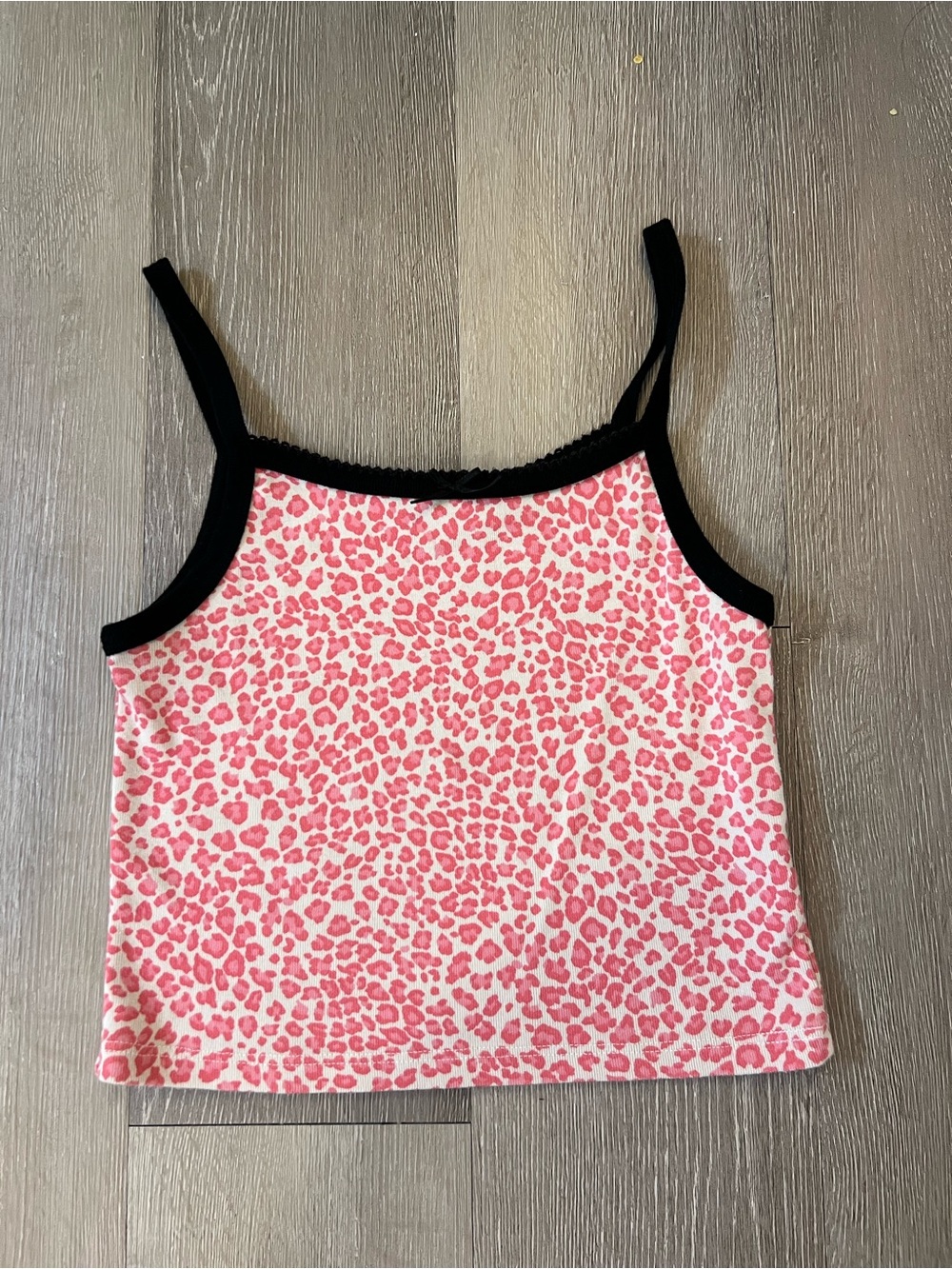 Brandy Melville Pink Leopard Print Cami Tank with Black Trim